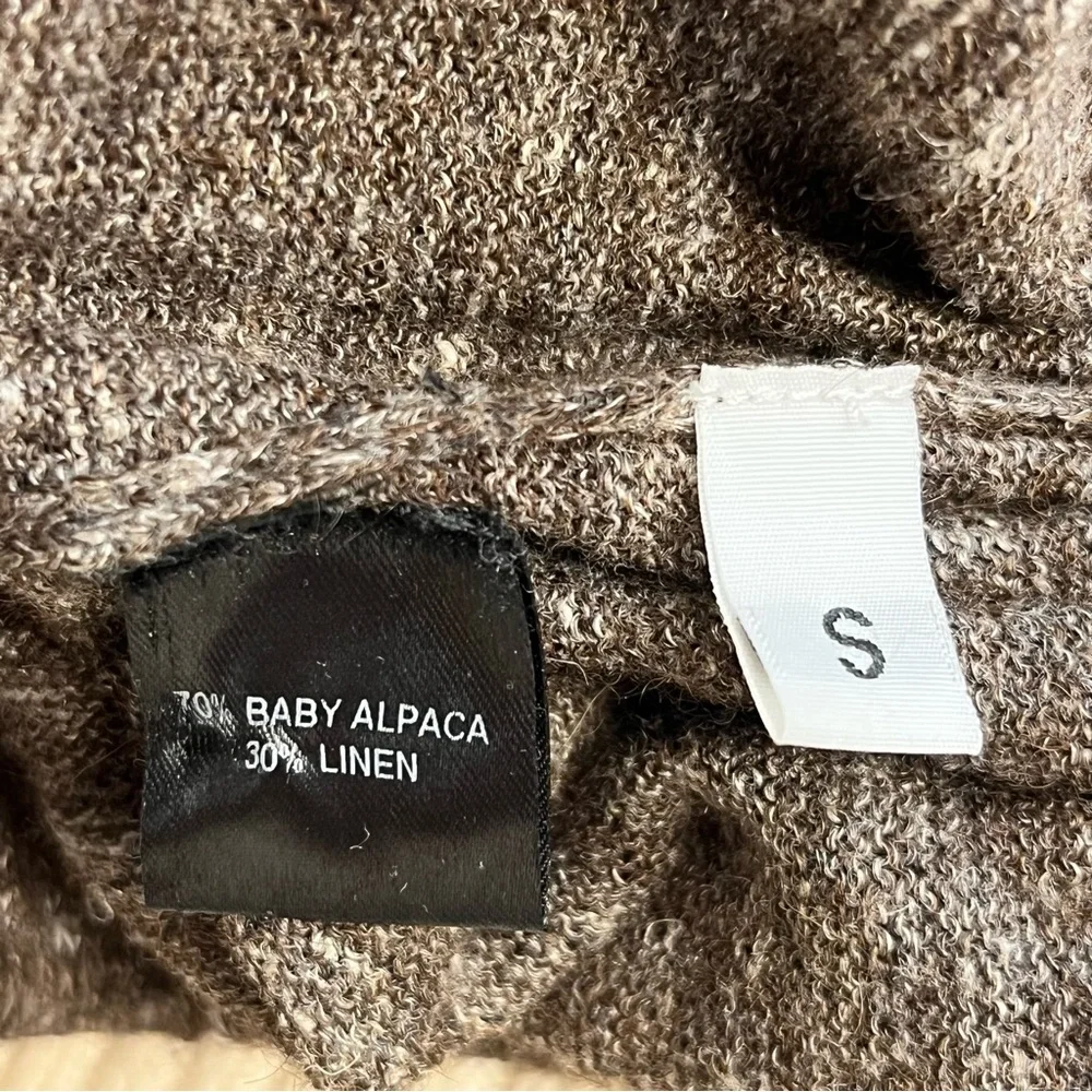 Lauren Manoogian Alpaca Linen Blend Knit Arch Pants in Brown Cream Women Small - Picture 7 of 7